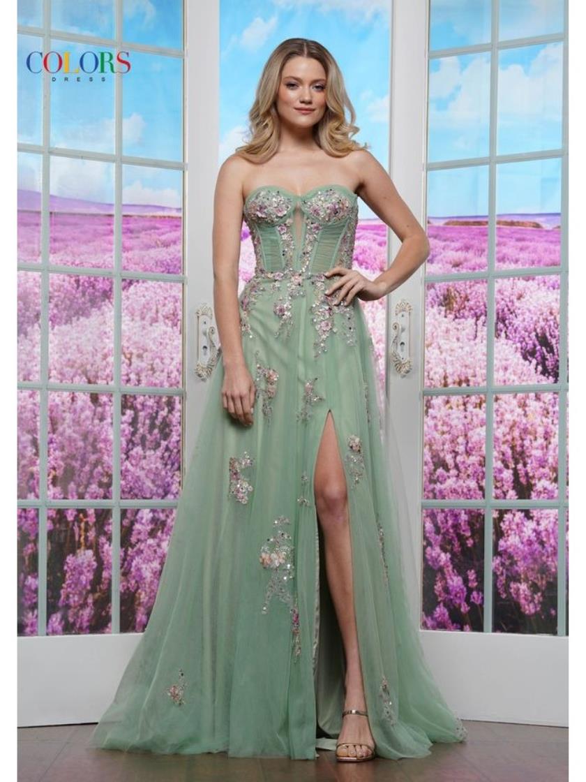 Prom Dresses Formal Long Floral Prom Dress Sage