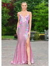 Prom Dresses Formal Floral Long Sequin Prom Dress Rose