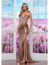 Prom Dresses Long Formal Sequin Slit Skirt Prom Dress Rose Gold