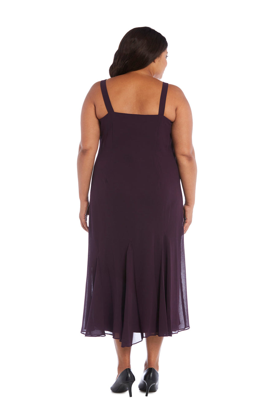 Plus Size Dresses Beaded Plus Size Formal Midi Jacket Dress Egg Plant