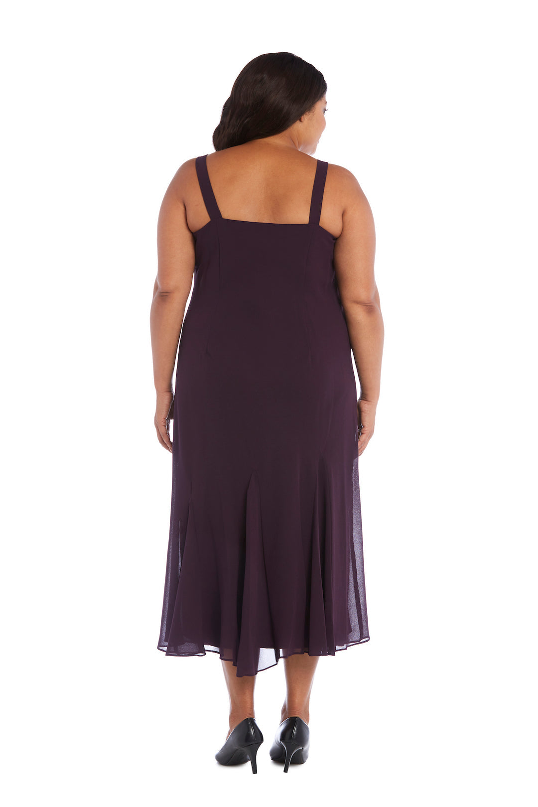 Plus Size Dresses Beaded Plus Size Formal Midi Jacket Dress Egg Plant