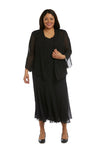 Plus Size Dresses Extra Plus Size Beaded Jacket Midi Dresses Black