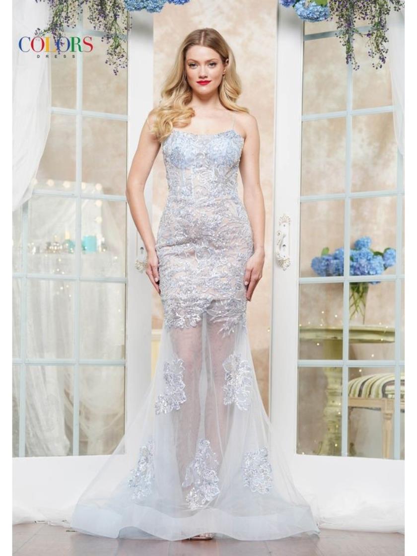 Prom Dresses Long Formal Fitted Applique Prom Dress Blue