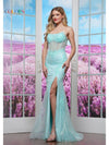 Prom Dresses Fitted Formal Long Slit Prom Dress Mint