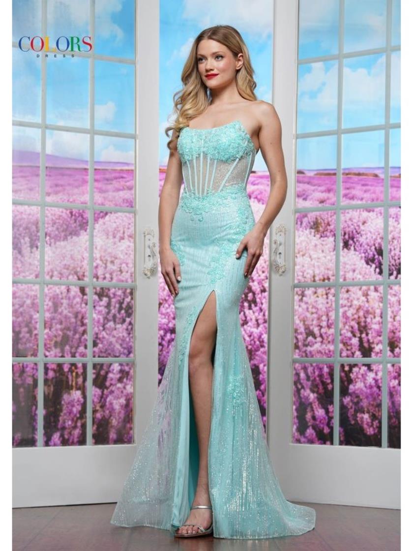 Prom Dresses Fitted Formal Long Slit Prom Dress Mint