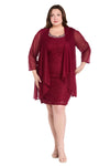 Plus Size Dresses Plus Size Short Mother of the Bride Lace Dress Red