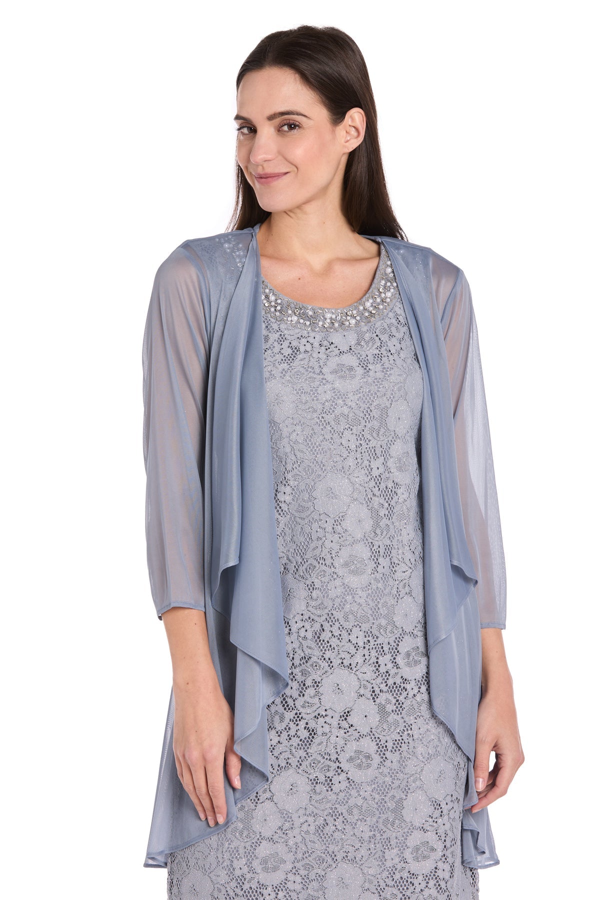 Mother of the Bride Dresses Short Mother of the Bride Lace Jacket Dress Slate