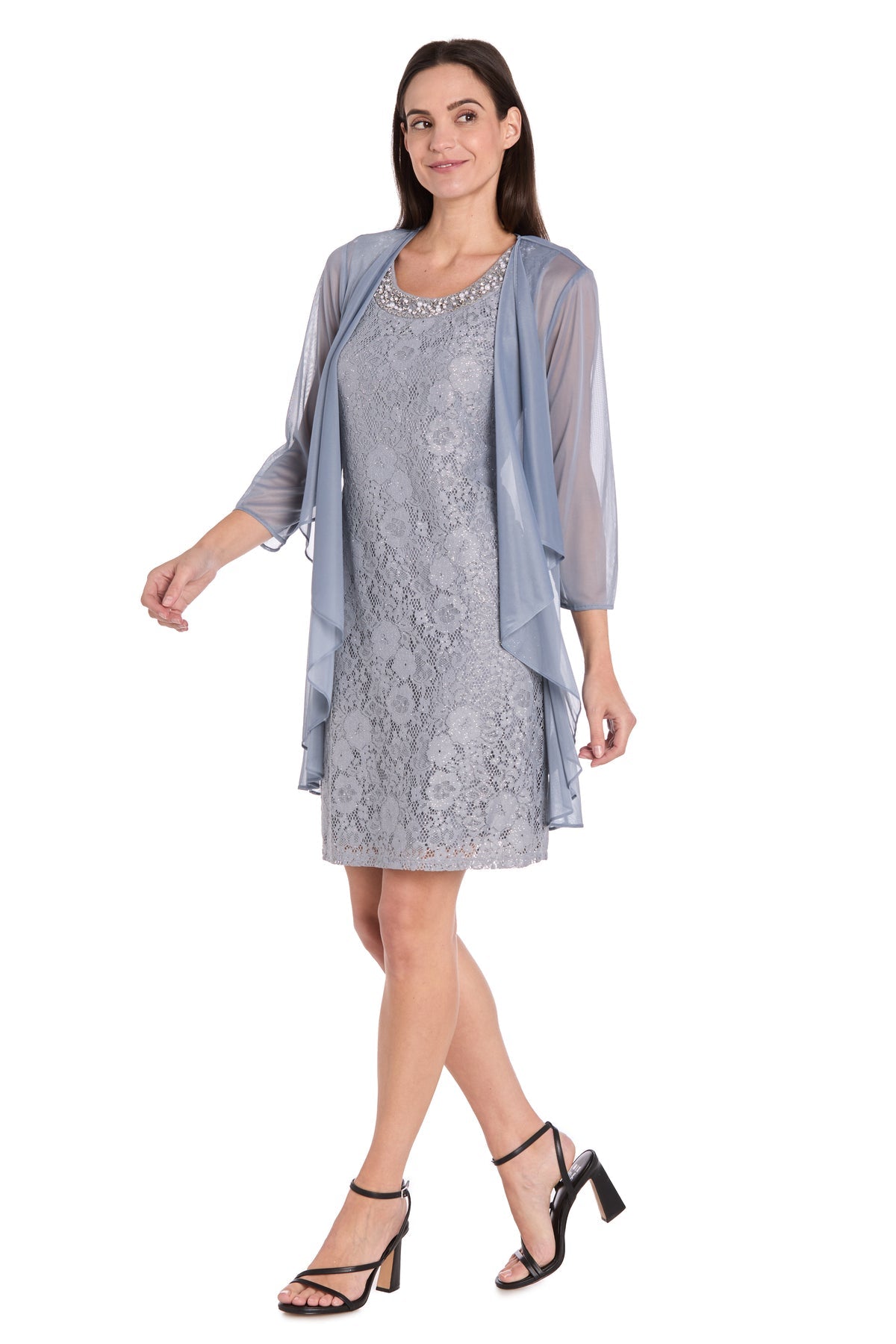 Mother of the Bride Dresses Short Mother of the Bride Lace Jacket Dress Slate