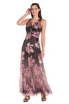 Formal Dresses  Long Formal Metallic Ombre Floral Dress Charcoal/Rose