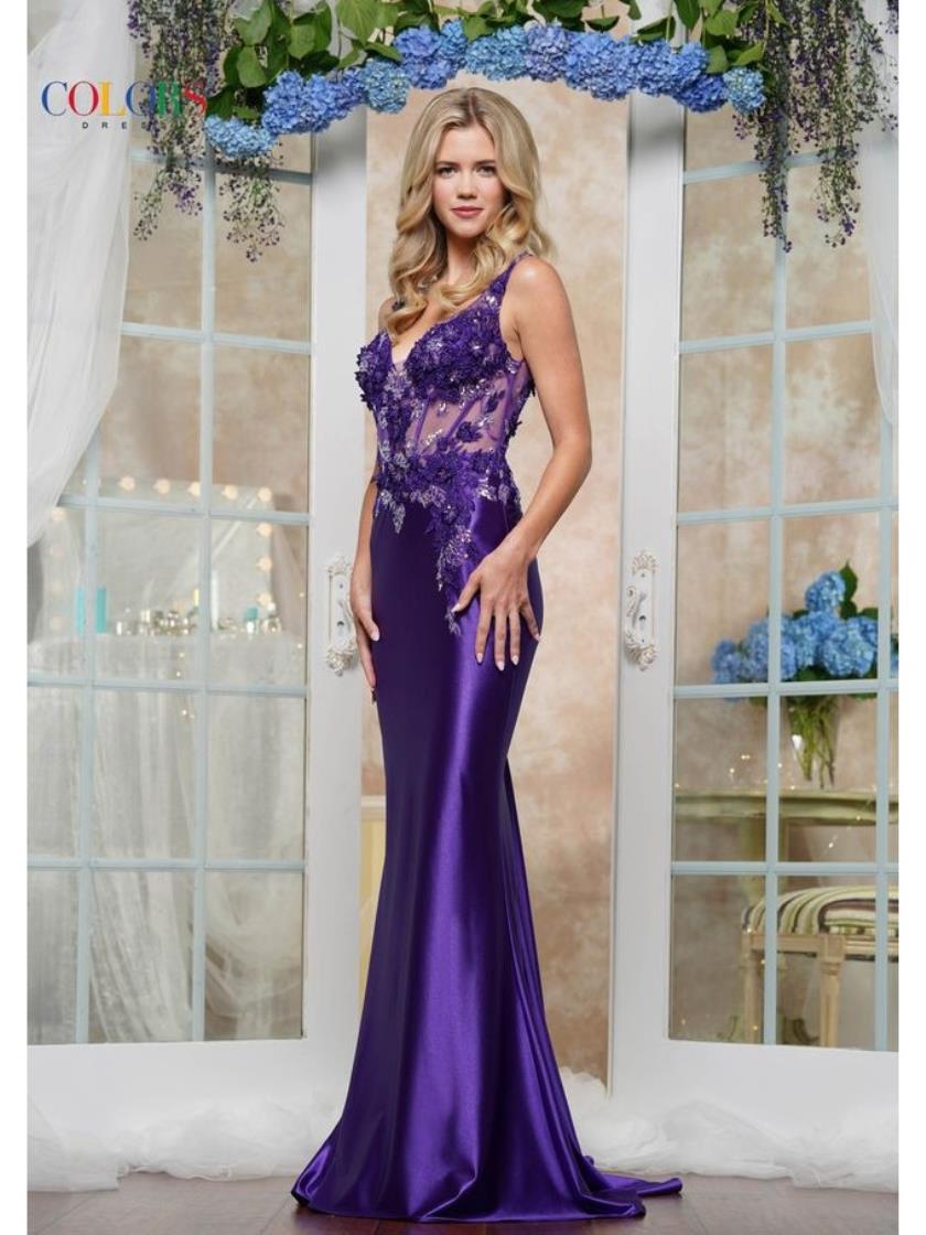 Prom Dresses Formal Metallic Long Fitted Prom Dress Purple