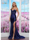 Prom Dresses Fitted Formal Long Floral Prom Dress Blueberry