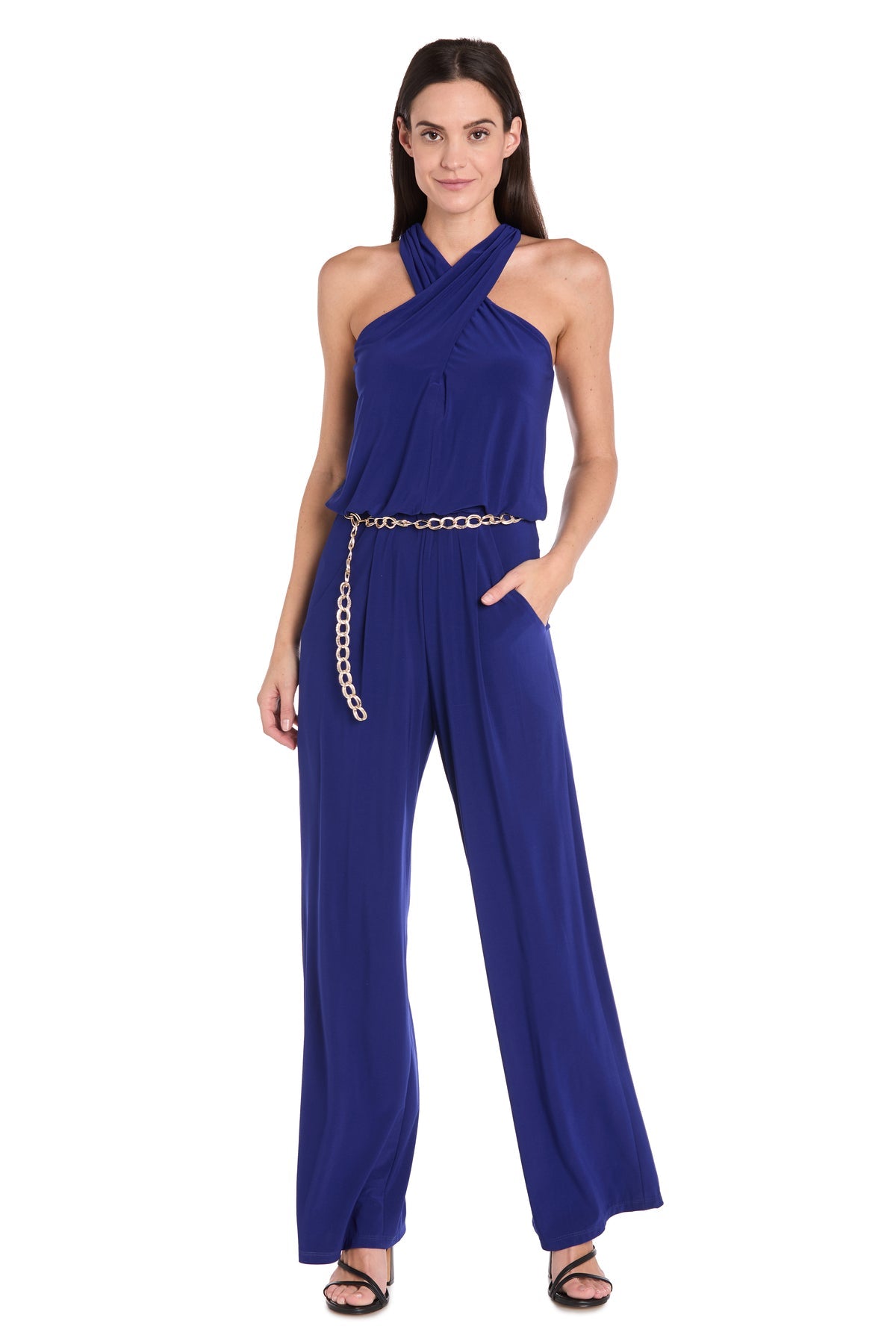 Jumpsuit Long Formal Belt Jumpsuit Electric Blue