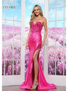 Prom Dresses Fitted Formal Long Floral Prom Dress Hot Pink