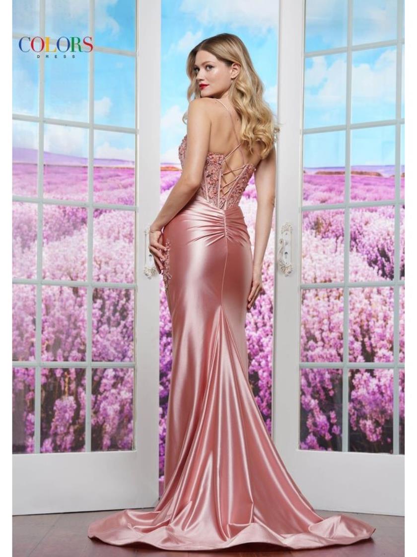 Prom Dresses Fitted Formal Long Floral Prom Dress Rose Gold