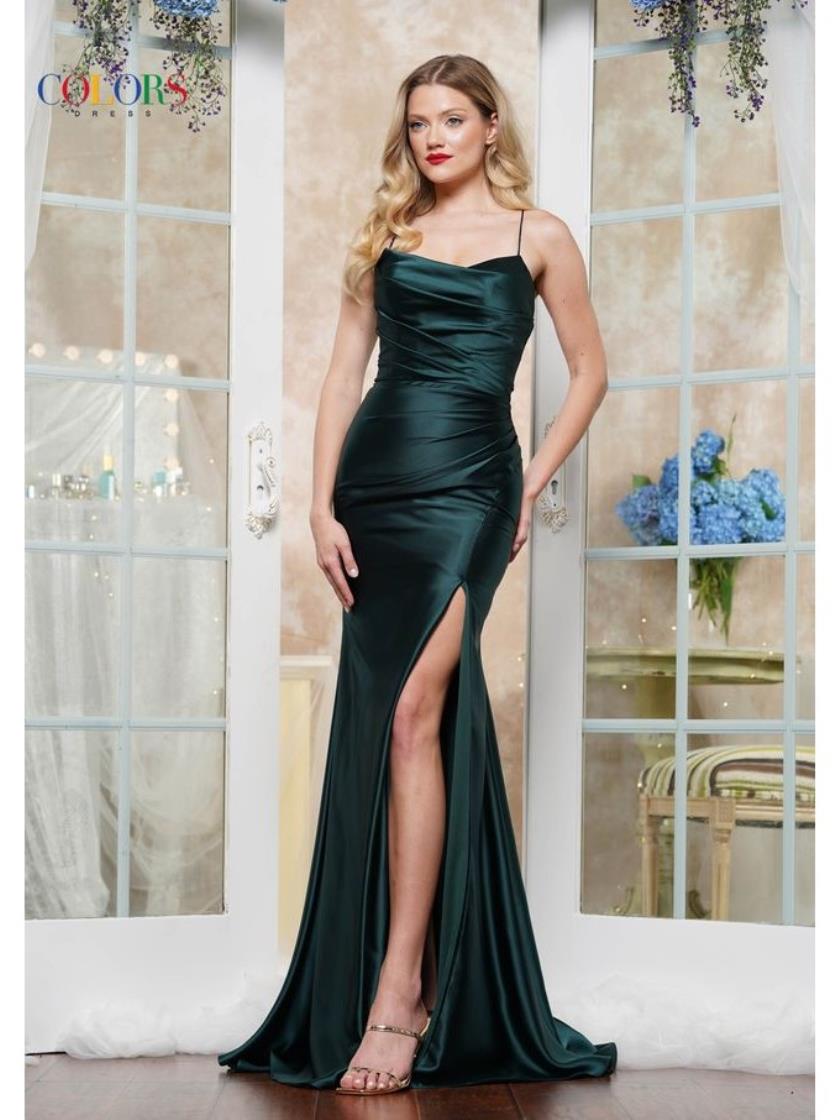 Prom Dresses Formal Long Satin Fitted Prom Dress Deep Green