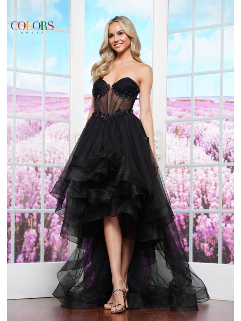 Prom Dresses Long Floral Applique Formal Prom Dress Black