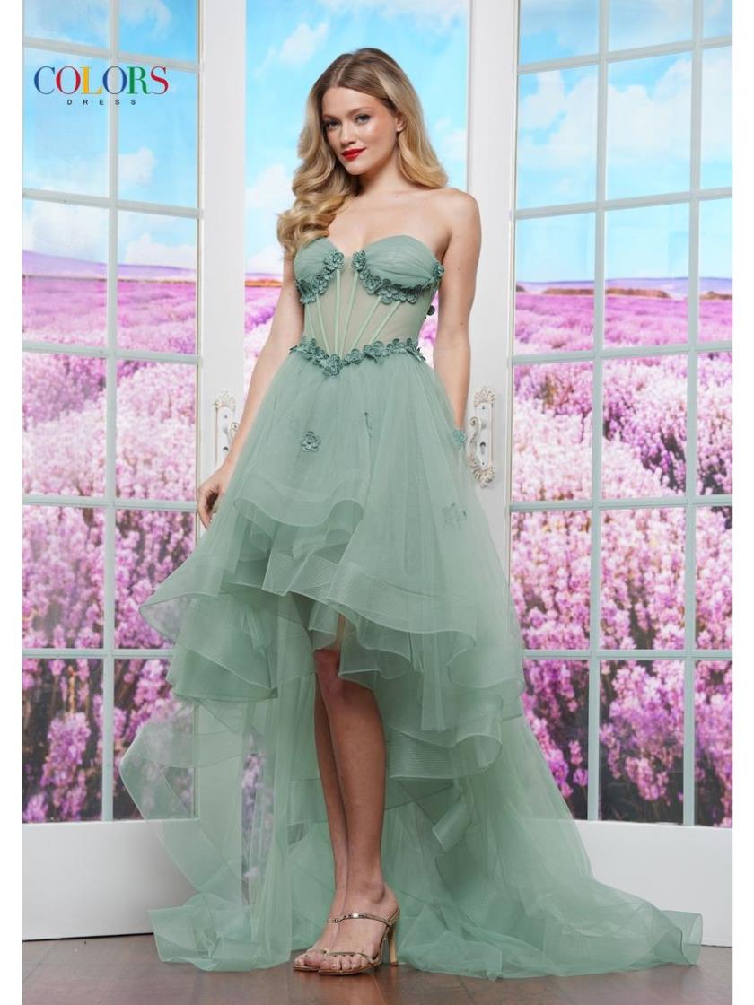 Prom Dresses Long Floral Applique Formal Prom Dress Sage