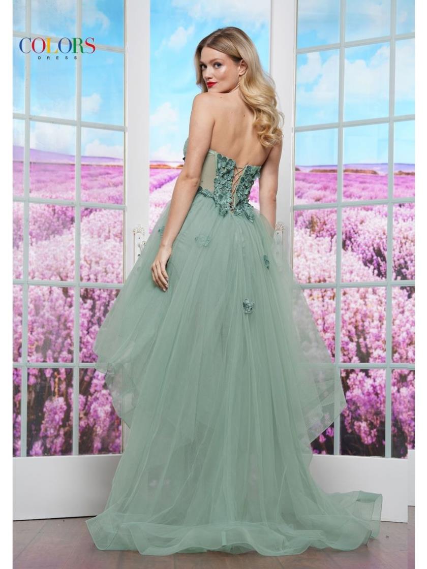 Prom Dresses Long Floral Applique Formal Prom Dress Sage