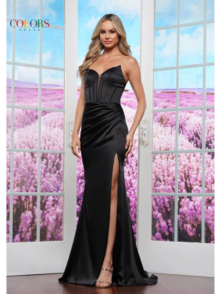 Prom Dresses Formal Fitted Long Slit Prom Dress  Black