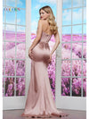 Prom Dresses Formal Fitted Long Slit Prom Dress  Rose Gold