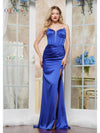Prom Dresses Formal Fitted Long Slit Prom Dress  Royal