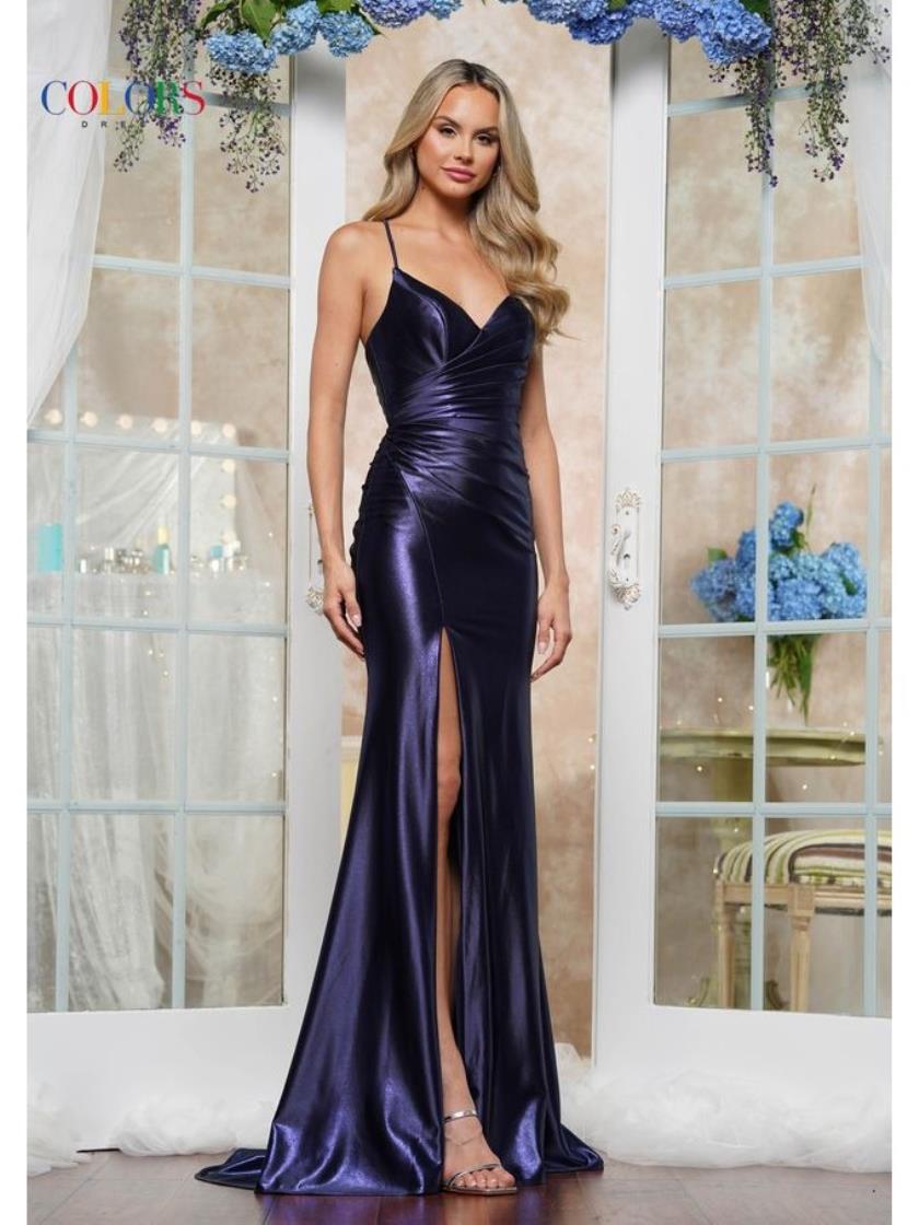 Prom Dresses Formal Long Slit Prom Dress Navy