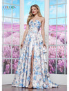 Prom Dresses Long Fitted Floral Formal Prom Dress Blue