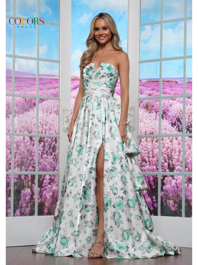 Prom Dresses Long Fitted Floral Formal Prom Dress Green