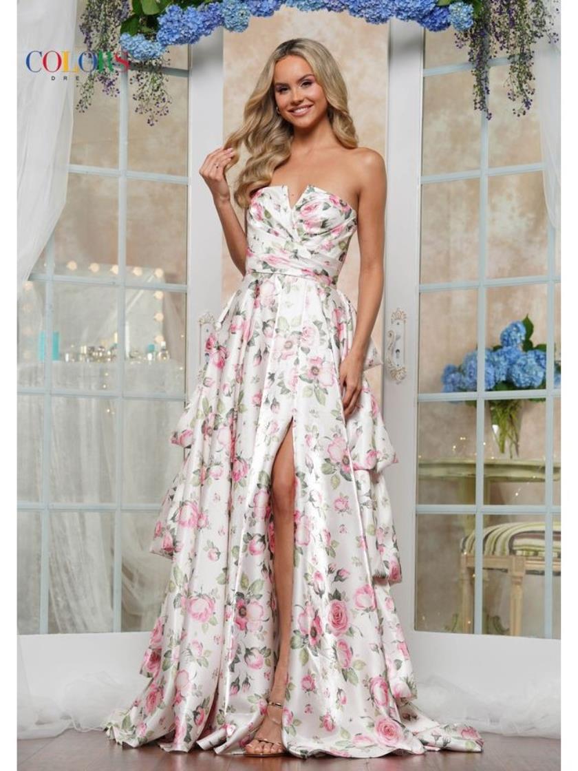 Prom Dresses Long Fitted Floral Formal Prom Dress Pink