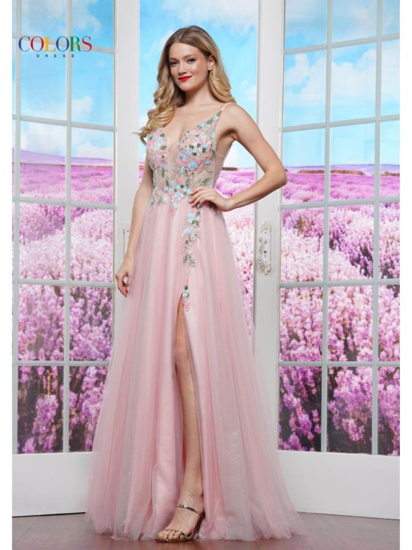 Prom Dresses Fitted Long Formal Slit Prom Dress Pink