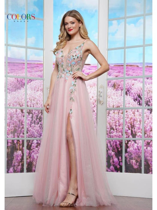 Prom Dresses Fitted Long Formal Slit Prom Dress Pink