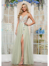 Prom Dresses Fitted Long Formal Slit Prom Dress Sage