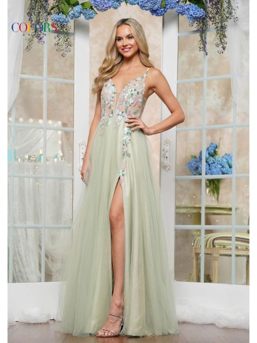 Prom Dresses Fitted Long Formal Slit Prom Dress Sage