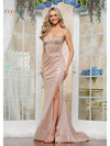 Prom Dresses Fitted Sequin Long Formal Prom Dress Rose Gold