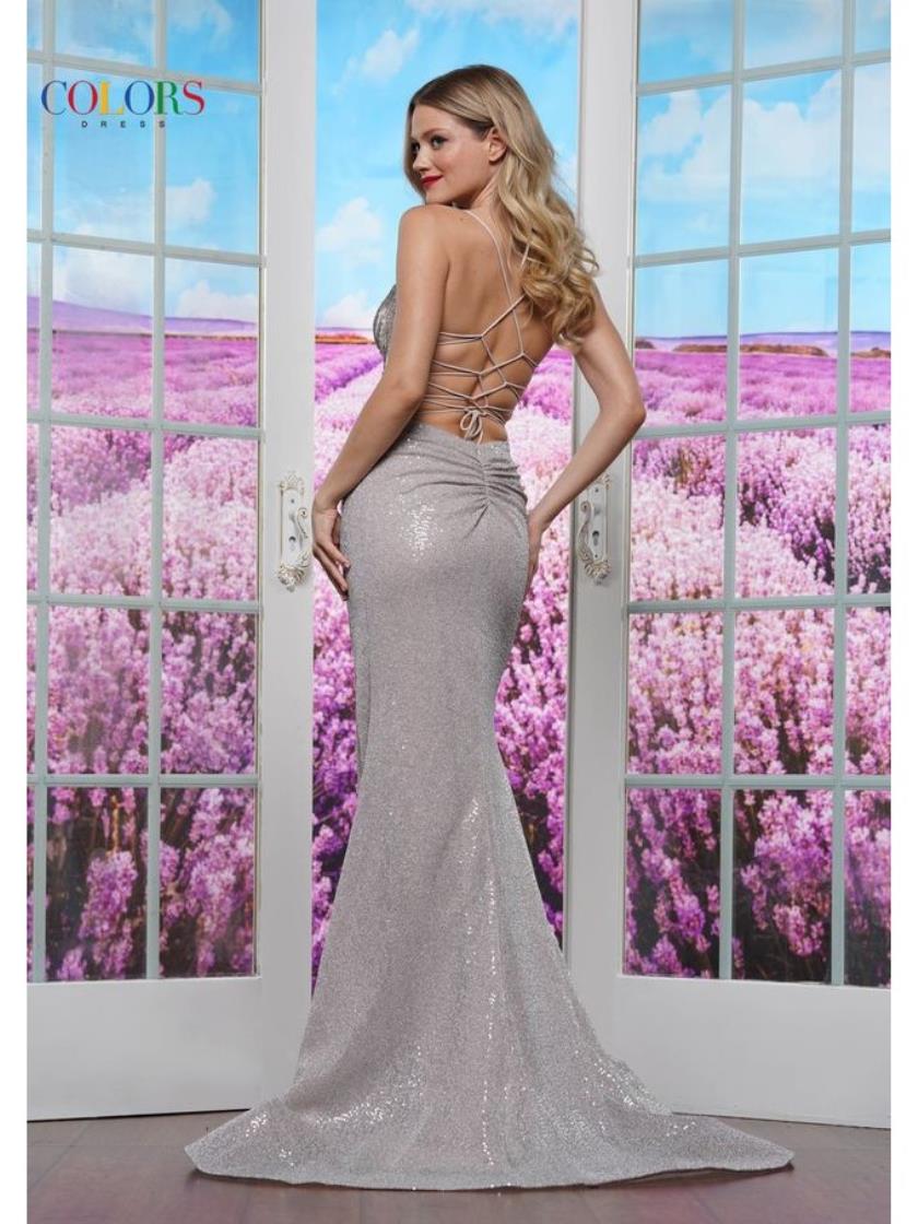 Prom Dresses Fitted Sequin Long Formal Prom Dress Silver