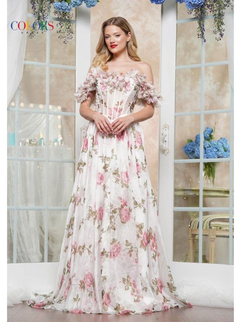 Prom Dresses Floral Long Formal Prom Dress Pink