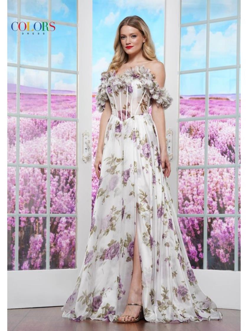 Prom Dresses Floral Long Formal Prom Dress Purple