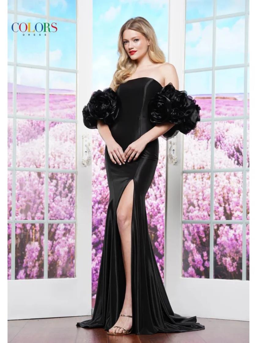 Prom Dresses Fitted Long Formal Slit Prom Dress Black