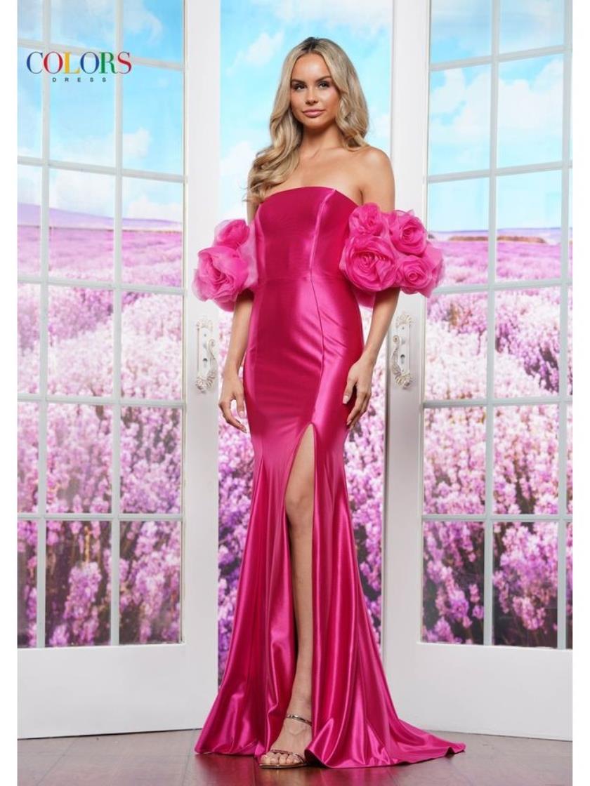 Prom Dresses Fitted Long Formal Slit Prom Dress Hot Pink
