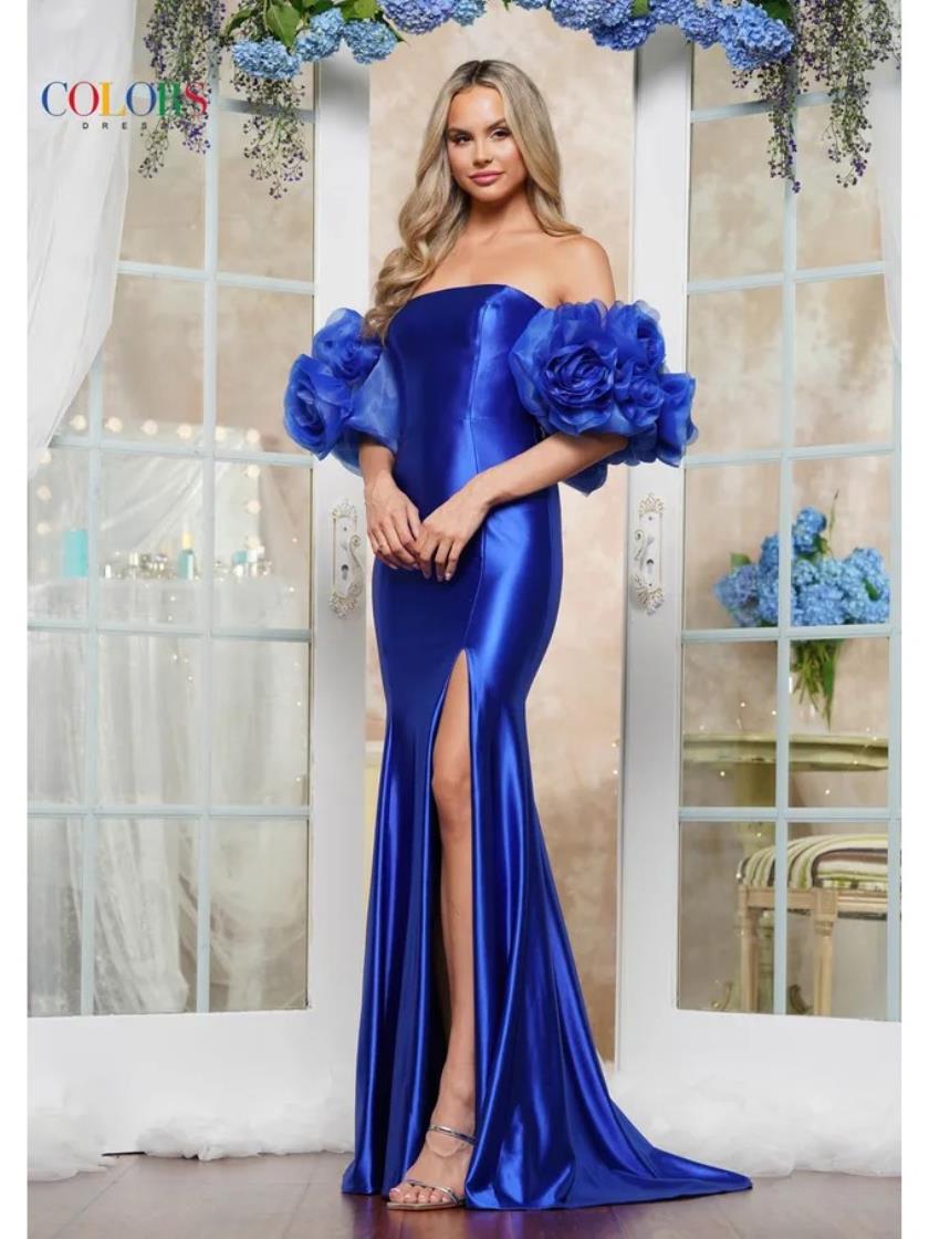 Prom Dresses Fitted Long Formal Slit Prom Dress Royal