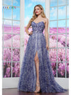 Prom Dresses Fitted Long Print Prom Dress Blue