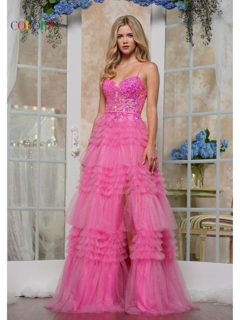 Prom Dresses Fitted Ruffle Prom Dress Hot Pink