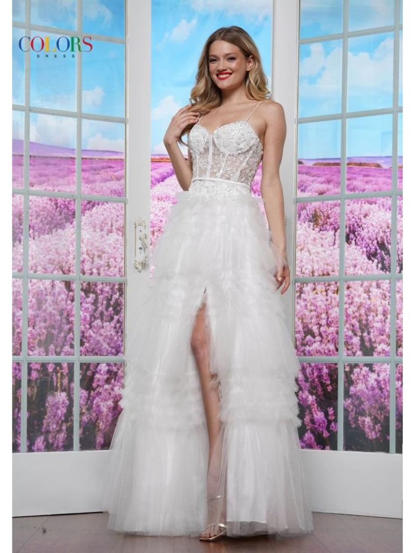 Prom Dresses Fitted Ruffle Prom Dress Off White