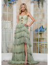 Prom Dresses Long Formal Glitter Ruffle Dress Sage