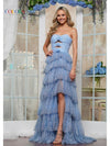 Prom Dresses Long Formal Glitter Ruffle Dress Blue