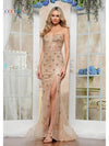 Prom Dresses Long Formal Pointy Neckline Prom Dress Dark Nude