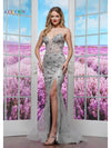 Prom Dresses Long Formal Pointy Neckline Prom Dress Silver