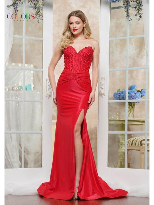 Prom Dresses Long Formal Mermaid Fit Metallic Prom Dress Red