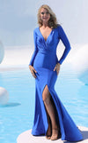 Formal Dresses Long Sleeve Slit Formal Evening Dress Royal