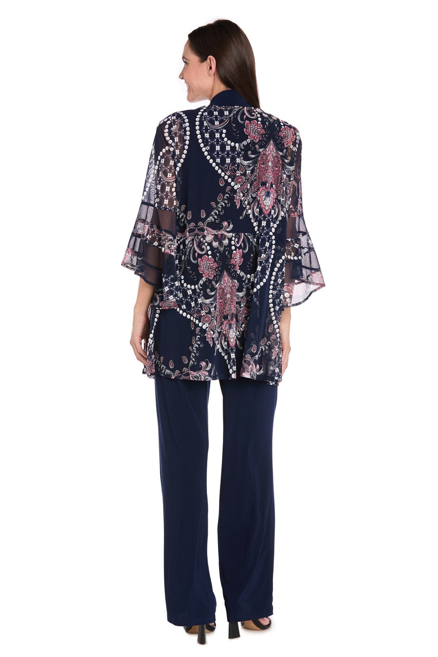 Pant Suit Long Mother of the Bride formal Pant Suit Navy/Pink